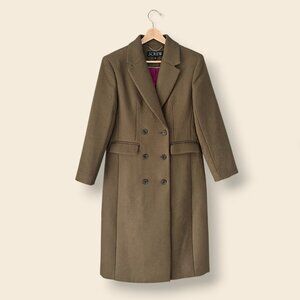 J.Crew Palais Double-Breasted Topcoat Italian Wool-Blend Melton, Size 0, Green